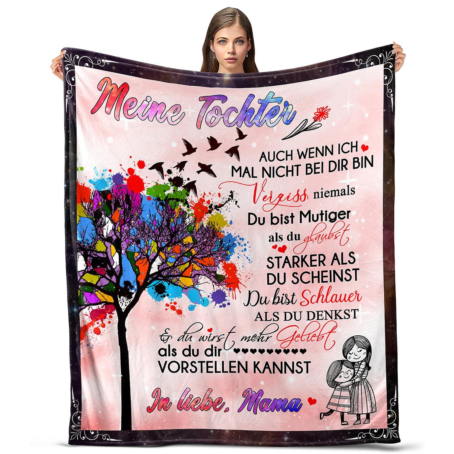 Oasisdream Throw Blanket To My Daughter for Home, Travel, Office Use, Birthday Gift for Her from Mom with Colorful Tree Print