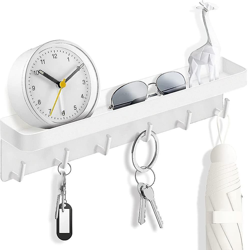 Key Holder, Key Board With Shelf And 6 Hooks Modern Self-adhesive Key Holder, Key Storage