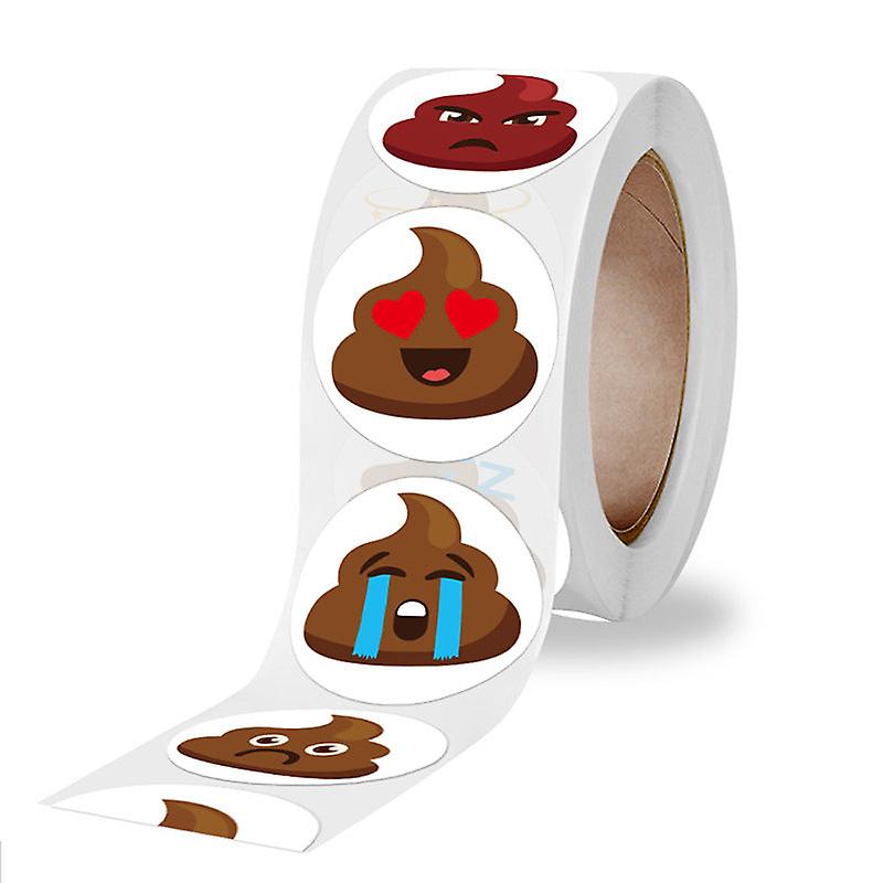 2X500 Pcs/roll Round 2.5cm12 Kinds Of Shit Face Expression Stickers