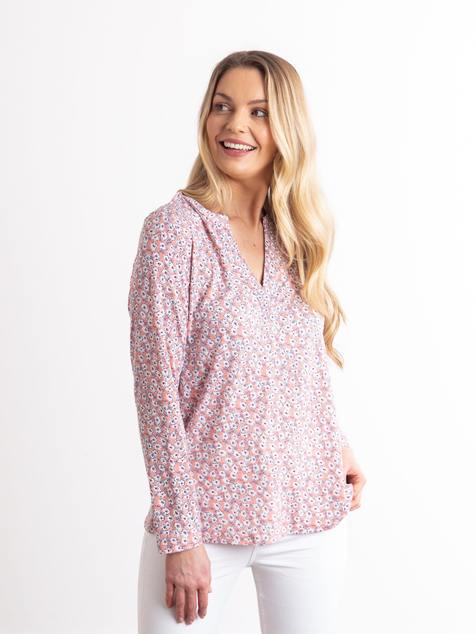 Lilli Floral Print Jersey Top in Pink