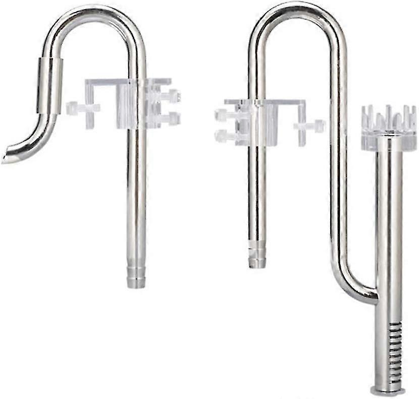 Innstrømningsutløpsrørsett, overflateskimmer Liljerørutløp i rustfritt stål fjerner overflateskumrør m / akrylholder for akvariumplantet tank