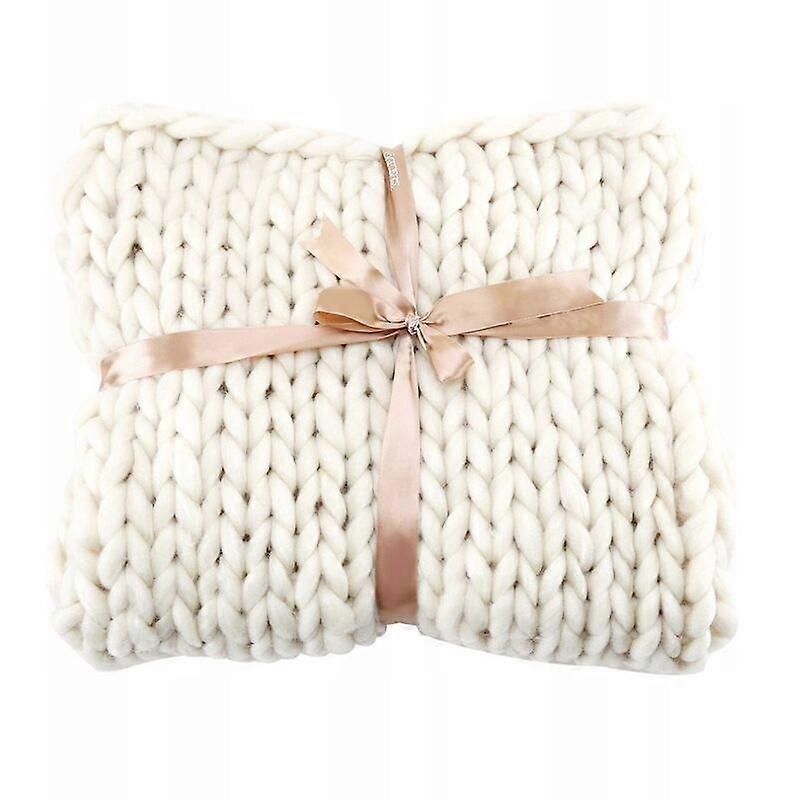 Comfortable Blanket, Handwoven Extra Thick Wool Blanket, White, 50 * 50