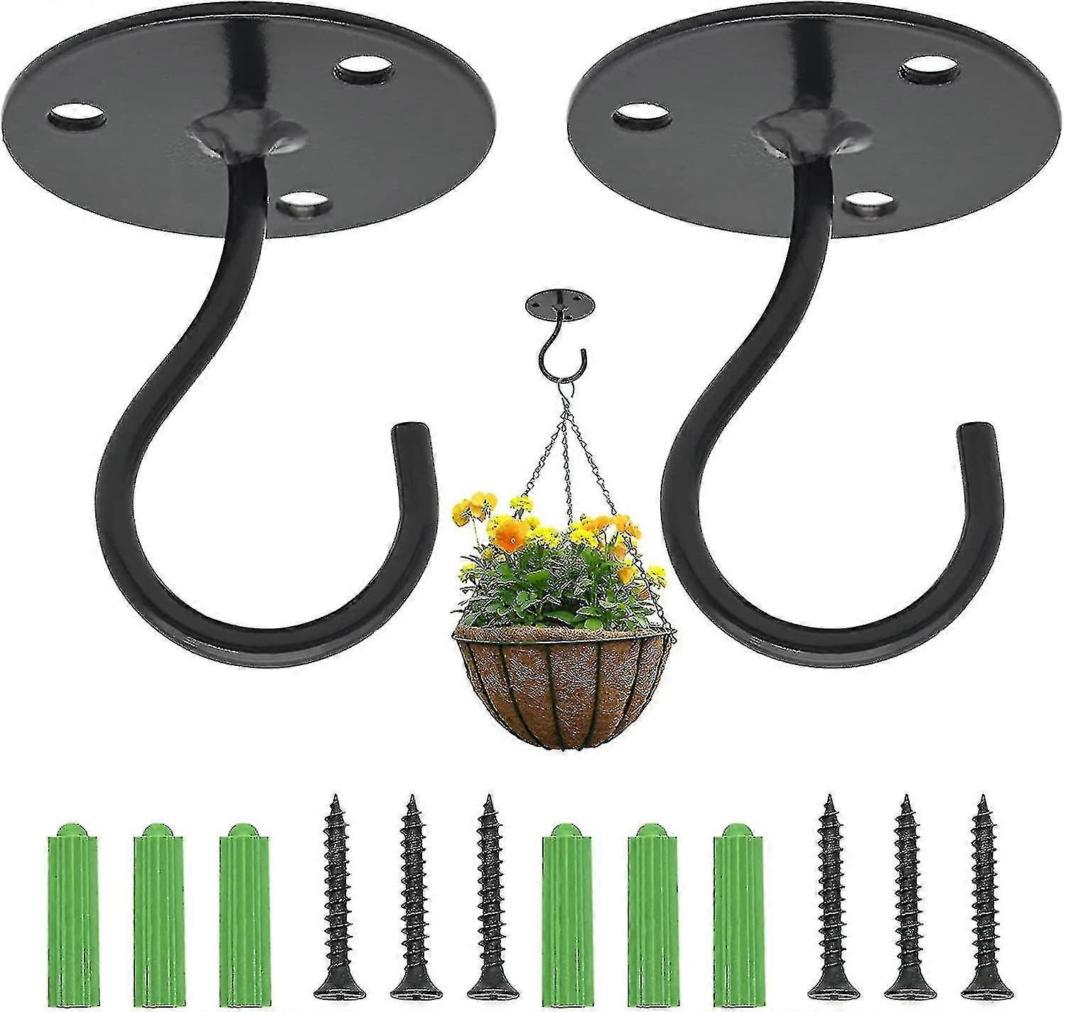 2 Ceiling Hooks For Hanging Plants, Metal Wall Bracket