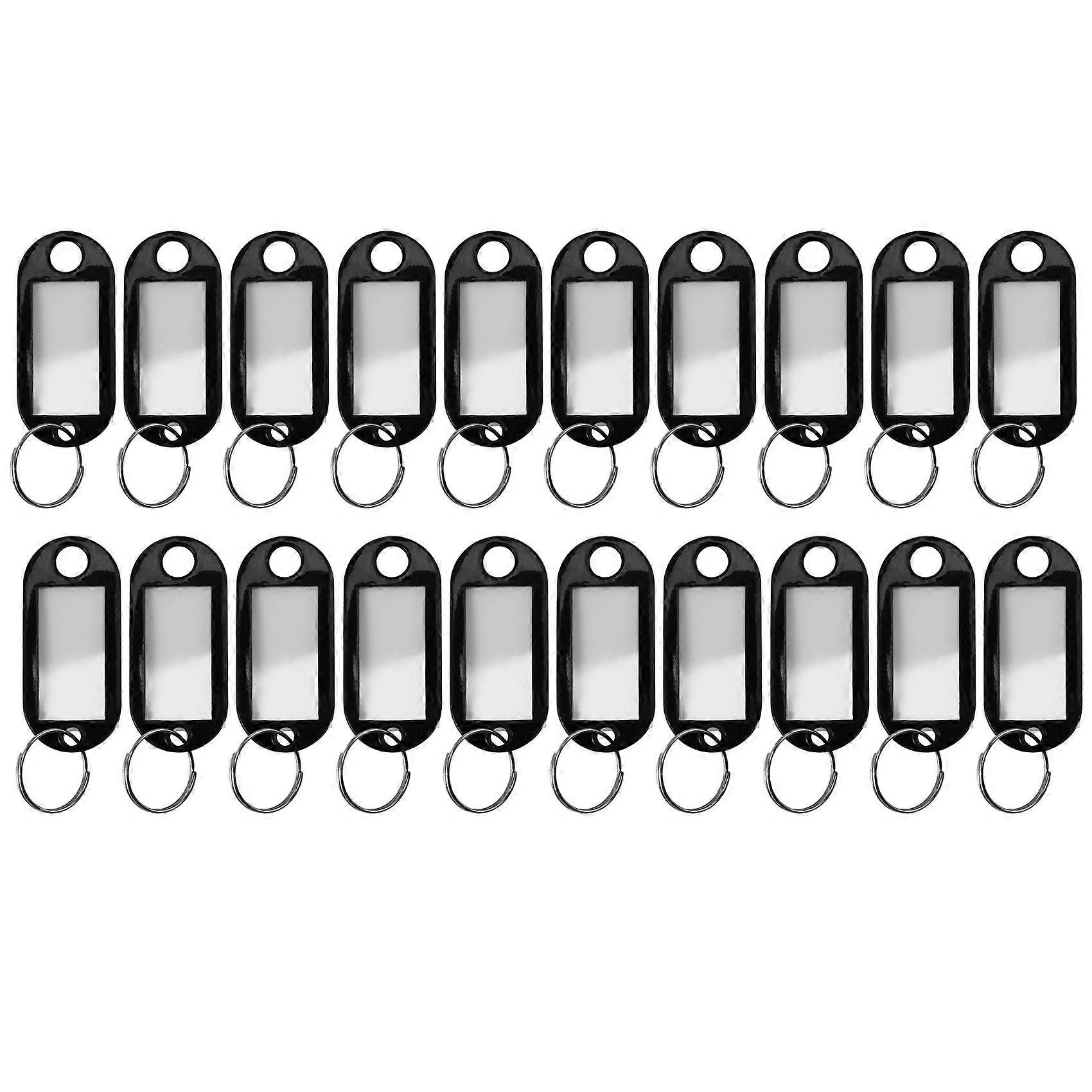20 etichette identificative assortite per portachiavi con anello diviso (nero)