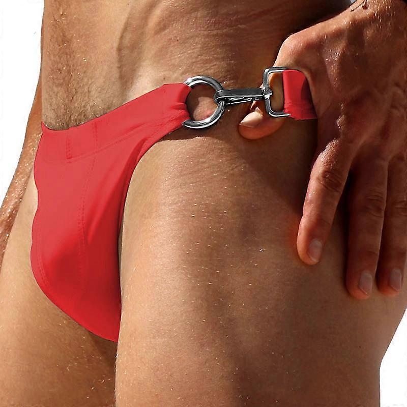 סקסי ביקיני ביקיני תחתונים לגברים בגדי ים מתכת נעילה גזעי שחייה גיי בגד ים מכנסי חוף מיני להחליק Seobean