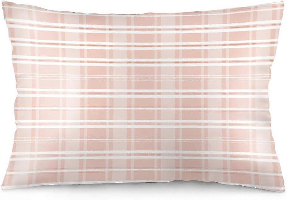 أكياس وسادات الملكة الوردي والأبيض 20x30 بوصة الأبيض الوردي الجاموس منقوشة المشارب نمط مطبوعة وسادة الحقيبة لينة قطنية رمي وسادة أغطية لأريكة السرير