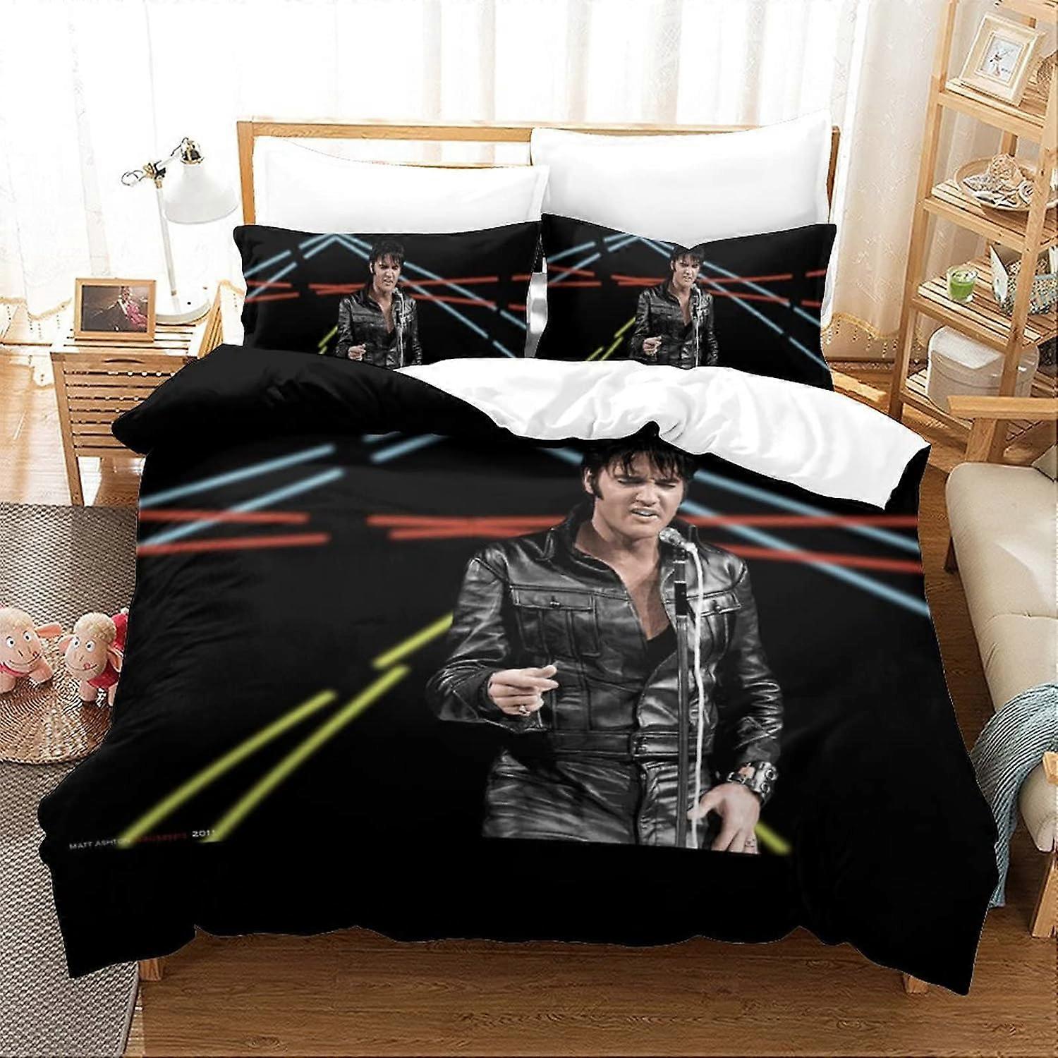 Yingd Elvis Presley Duvet Cover Set Soft Lightweight Microfiber 3 Piece Bedding Set with 2 Pillowcas