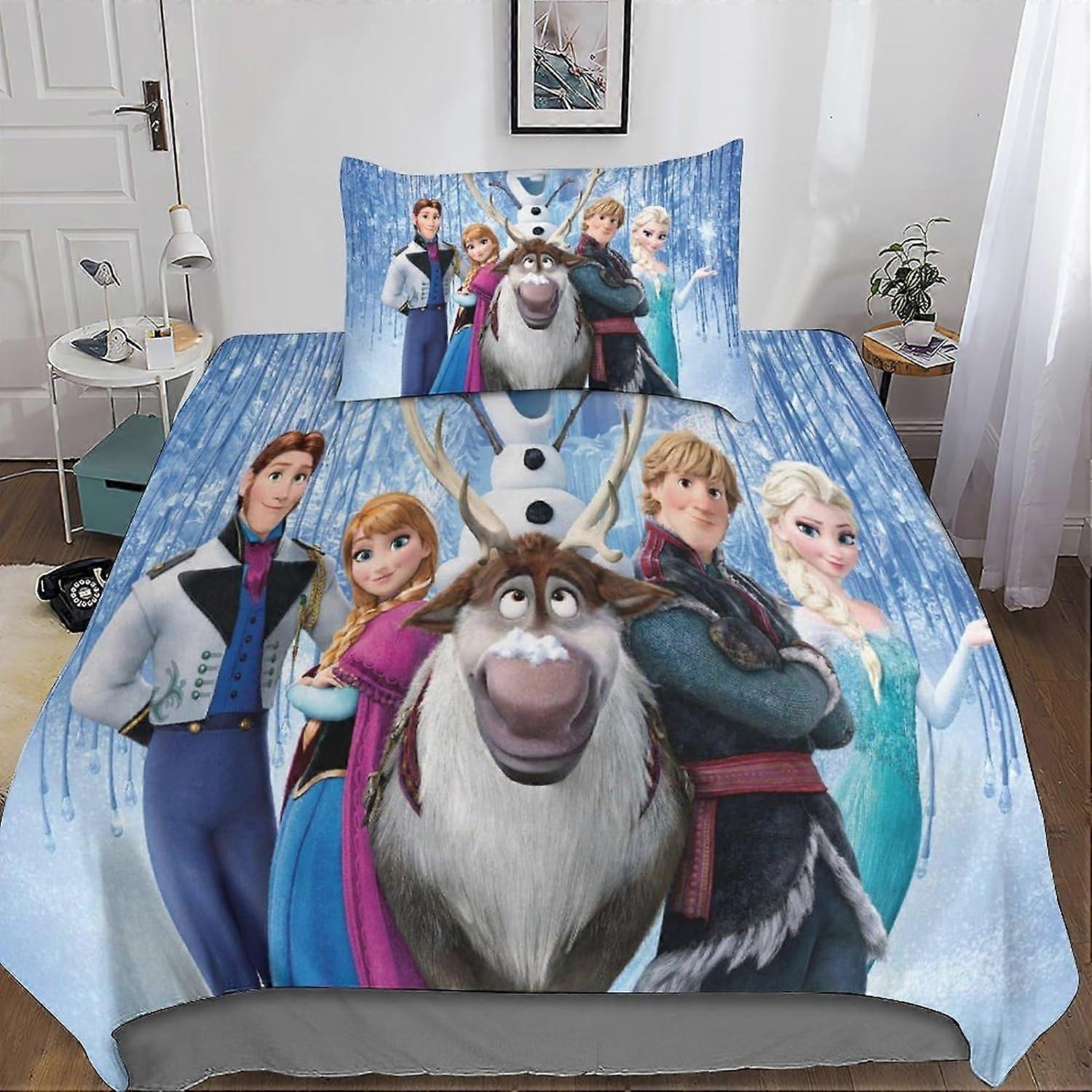 3D Frozen Duvet Cover Movie Microfiber Bedding Set with Zipper Closure 2 Pcs Pillowcases Fr Teenager Jugendliche Mdchen Mnner Single