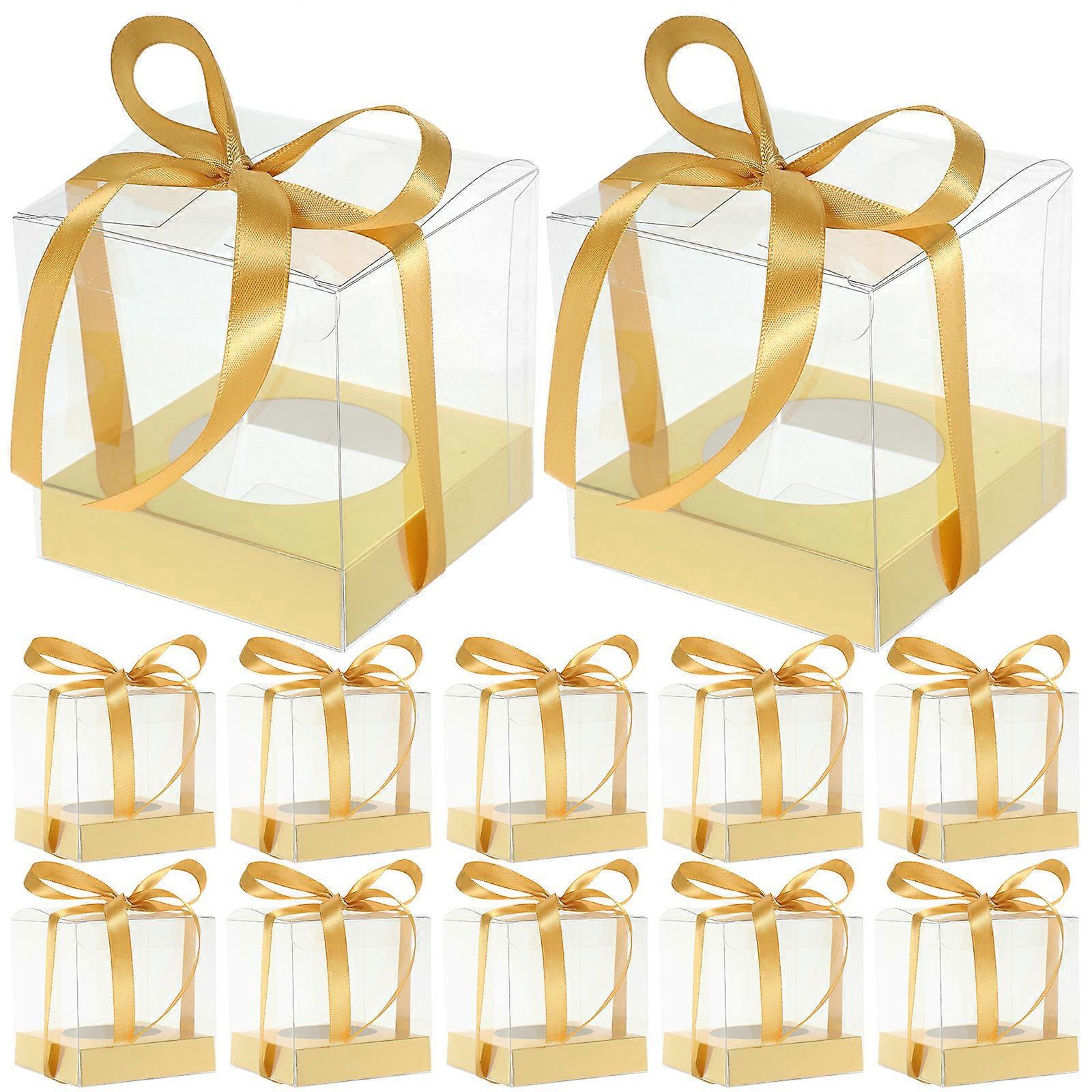 30pcs Clear Mousse Cake Boxes Mousse Packing Case With Ribbon Decoration