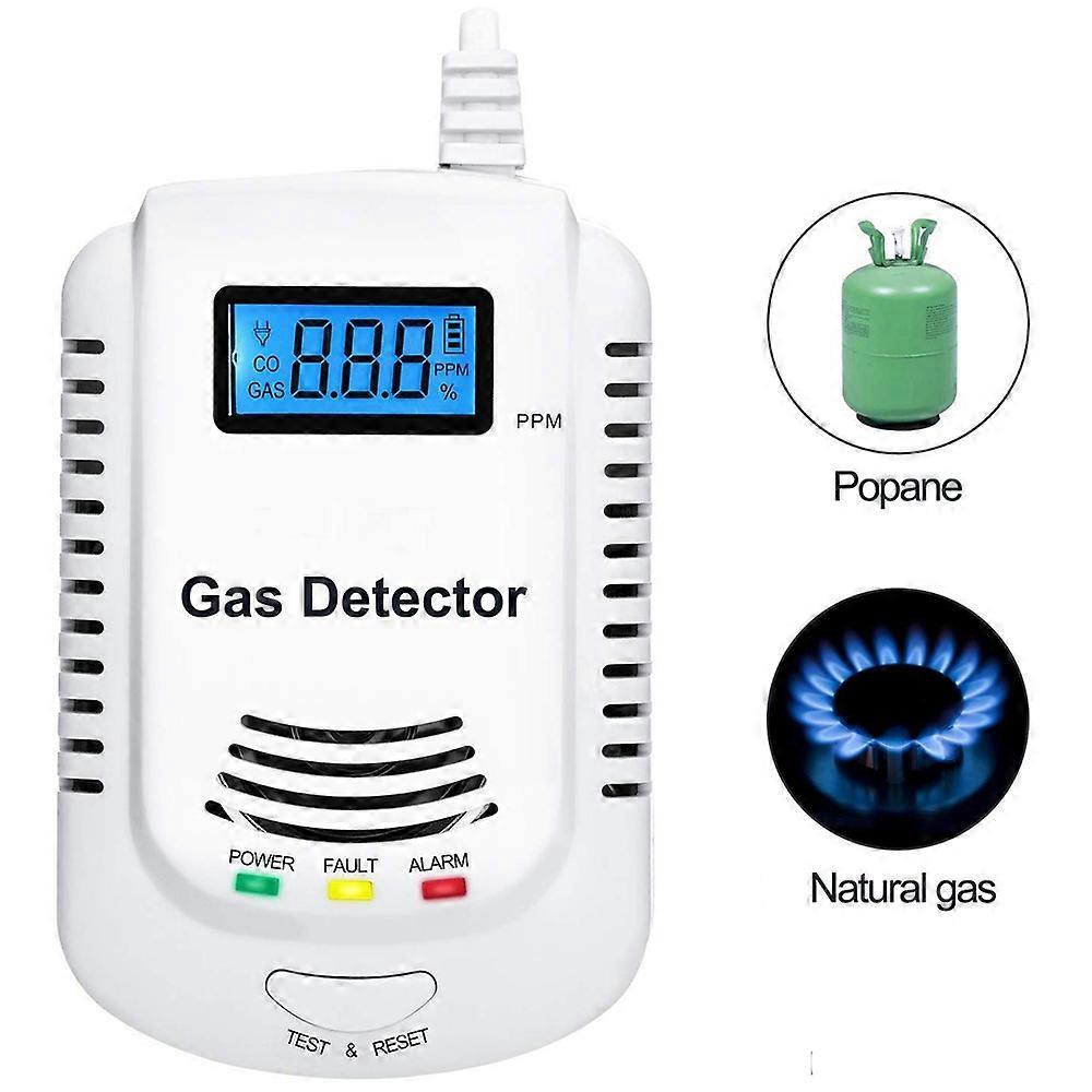 Independent Carbon Monoxide Detector Gas Detector Gas Alarm Sensor Methane Propane Gas leak Detector EU Plug LCD Security