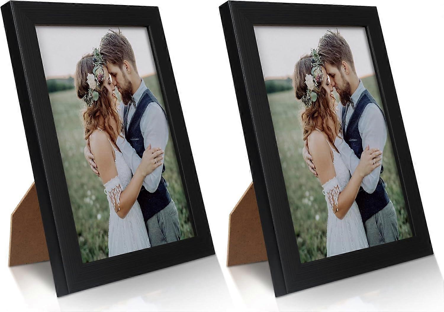 2 Pack 5x7 Picture Frame  Black Picture Frame for Wall and Tabletop Display  Resistant Plastic Photo Picture Frame with Clear Plexiglass for Vertical 