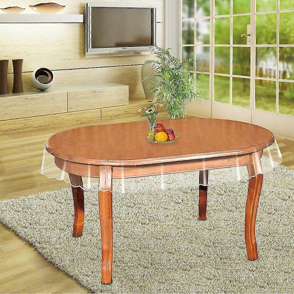 Clear Vinyl Tablecloth Protector Oval Kitchen Waterproof Transparent Plastic Table Cover Oval-Excellence