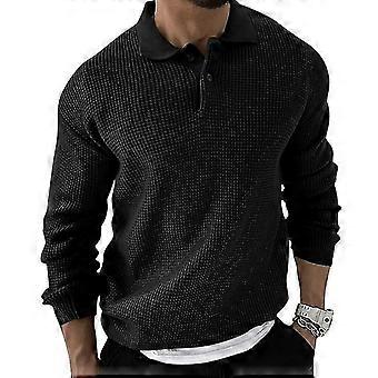 Autumn Winter Men's Sweater Knitted Polo Shirts Lapel Solid Color