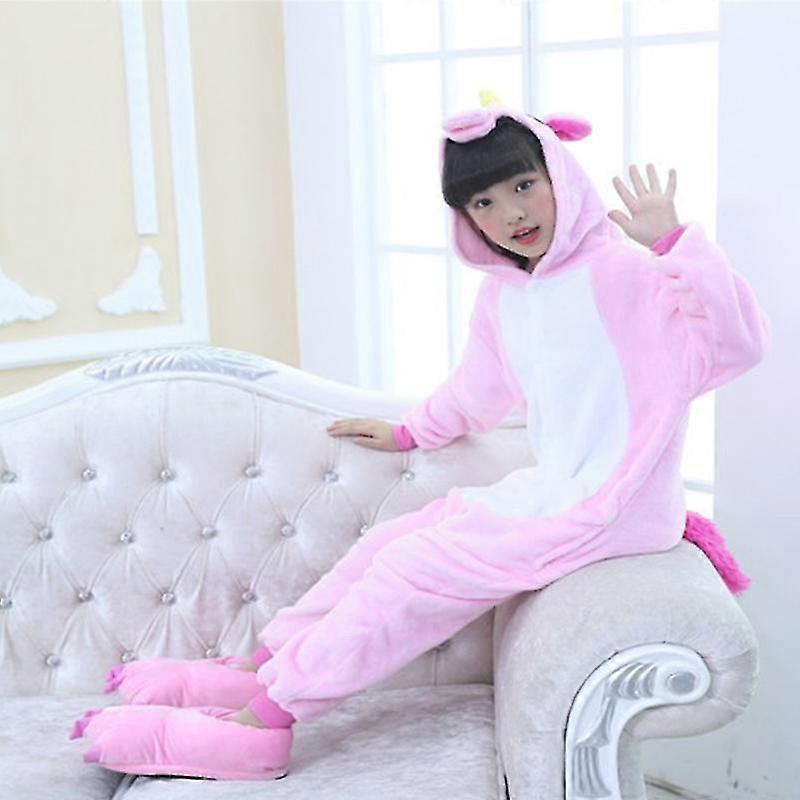Kids Boys Girls Unicorn Fleece Jumpsuit One Piece Pajamas