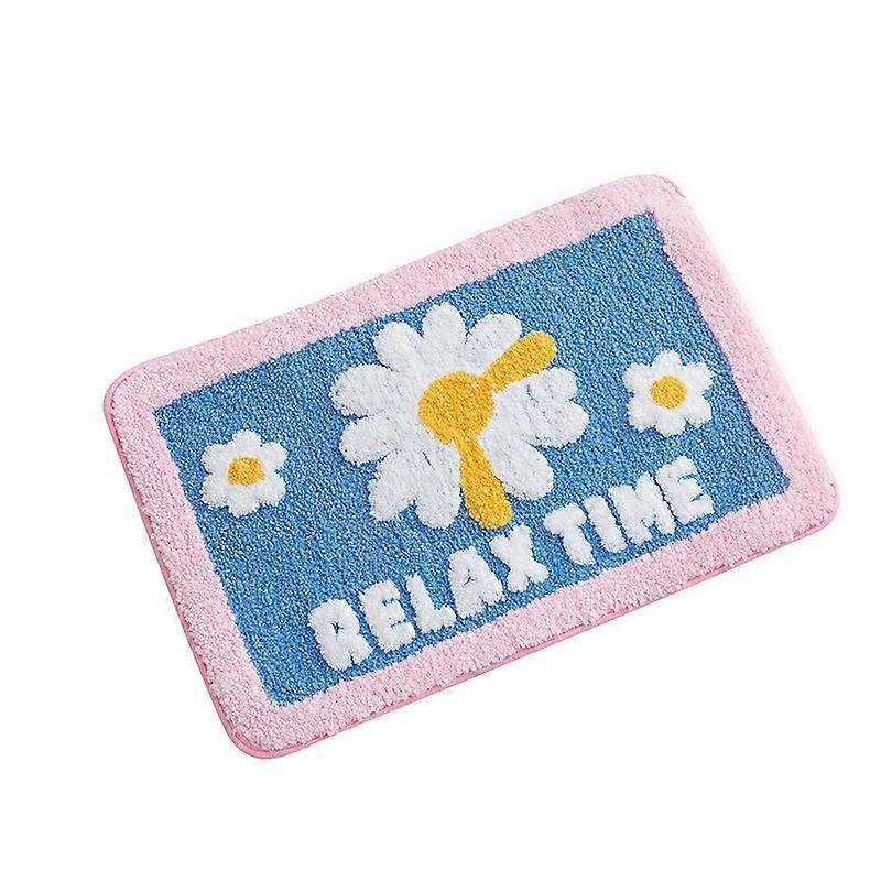 Rutschfeste extra weiche Fußmatte waschbar, Dusche WC Badeteppiche Matten Set -Daisy Flower(sw OQR