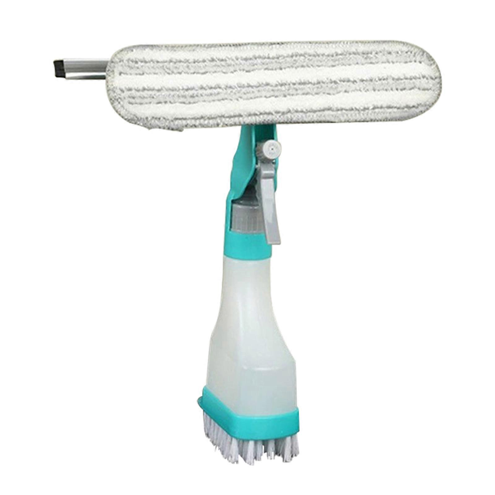 4 in 1 Window Cleaning Kit with Double Side Sponge Scrub/Scraper/Spray/Brush for Bathroom Glass