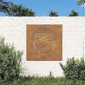 Gartenwanddekoration 55x55 cm Cortenstahl Buddha Kopf Design