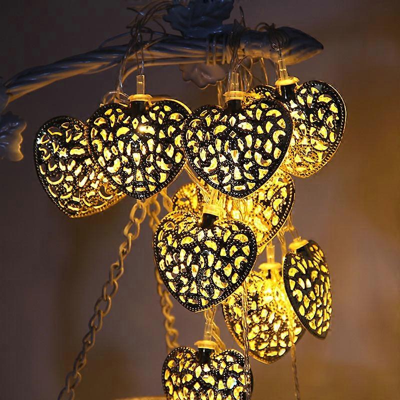 LED flash string iron heart hollow string pendant gold,2024 Ping