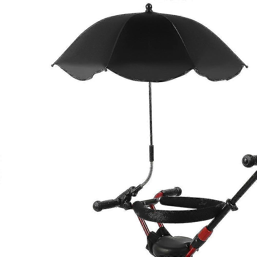 Wabjtam Universal 50+ Uv Sun Umbrella, Adjustable Stroller Umbrella,black