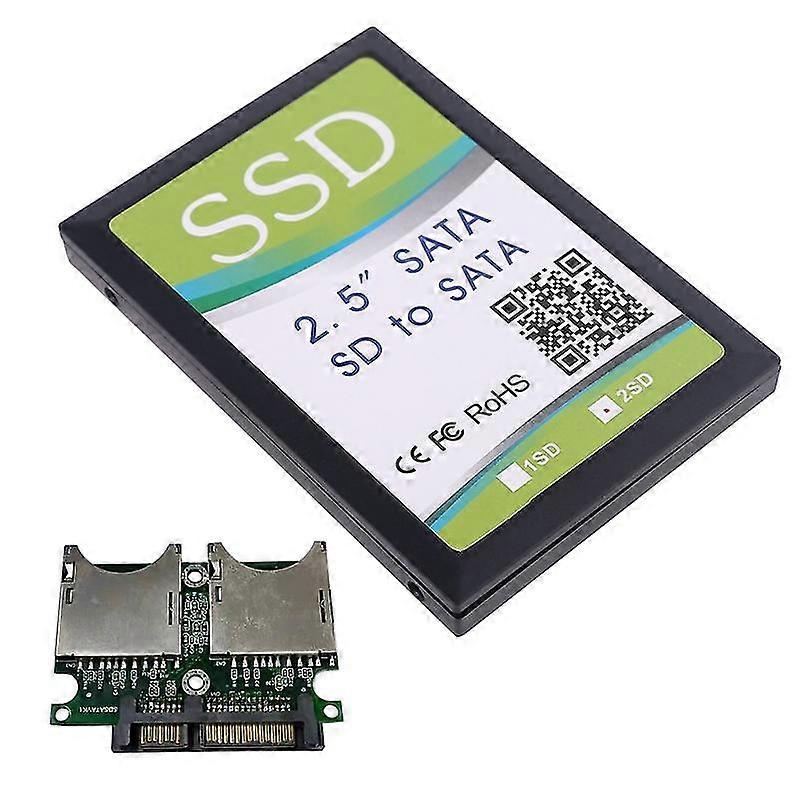 2port Dual Sd Sdhc Mmc Raid To Sata Adapter Converter With Enclosure For Sd Card