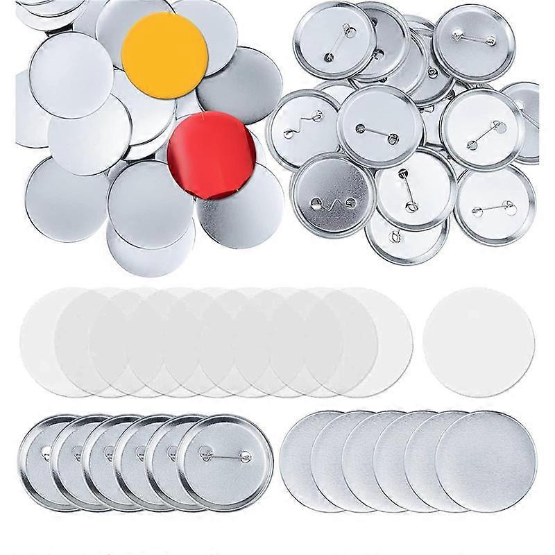 100 Sets Round Button Parts Blank Making Supplies 58mm Metal Button Making Kits, Blank Pin Back But