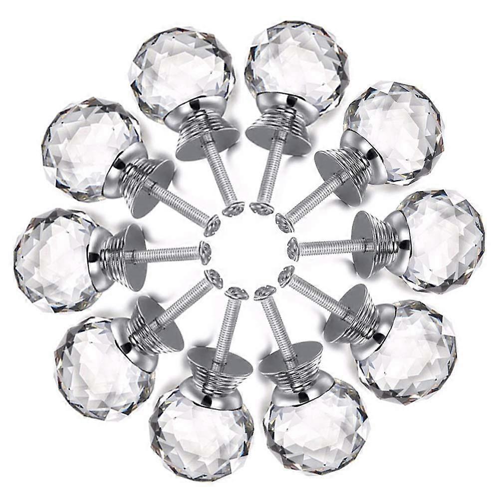 10 Pcs Crystal Knobs, 30mm Door Knobs Diamond Shape Design Crystal Glass Knobs Cupboard Drawer Pull