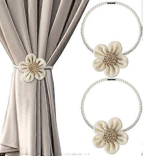 40 سنتيمتر 2 قطعة الستارة المغناطيسية Tiebacks ، زهرة الأقمشة التعادل ظهورها بوهو الديكور عقبات الحبال حاملي الستائر لديكور النافذة غرفة نوم مكتب المنزل