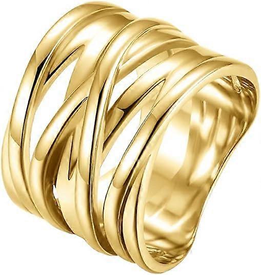 Unisex Stainless Steel Solid Crisscross Intertwined Crossover Infinity Chunky Statement Ring,19cm