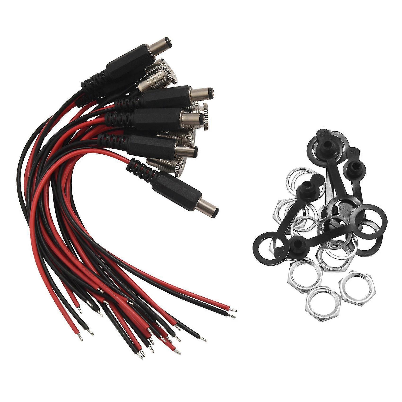 6pcs Connectors 5.5 X 2.1mm Fe Socket With Threaded Socket With Cable And El Socket
