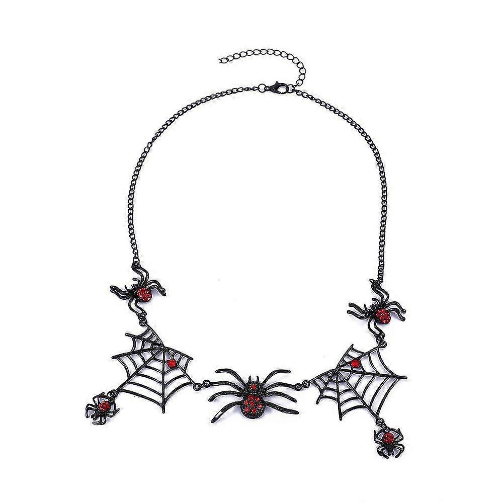Halloween Tarantula Spider Web Necklace Crystal
