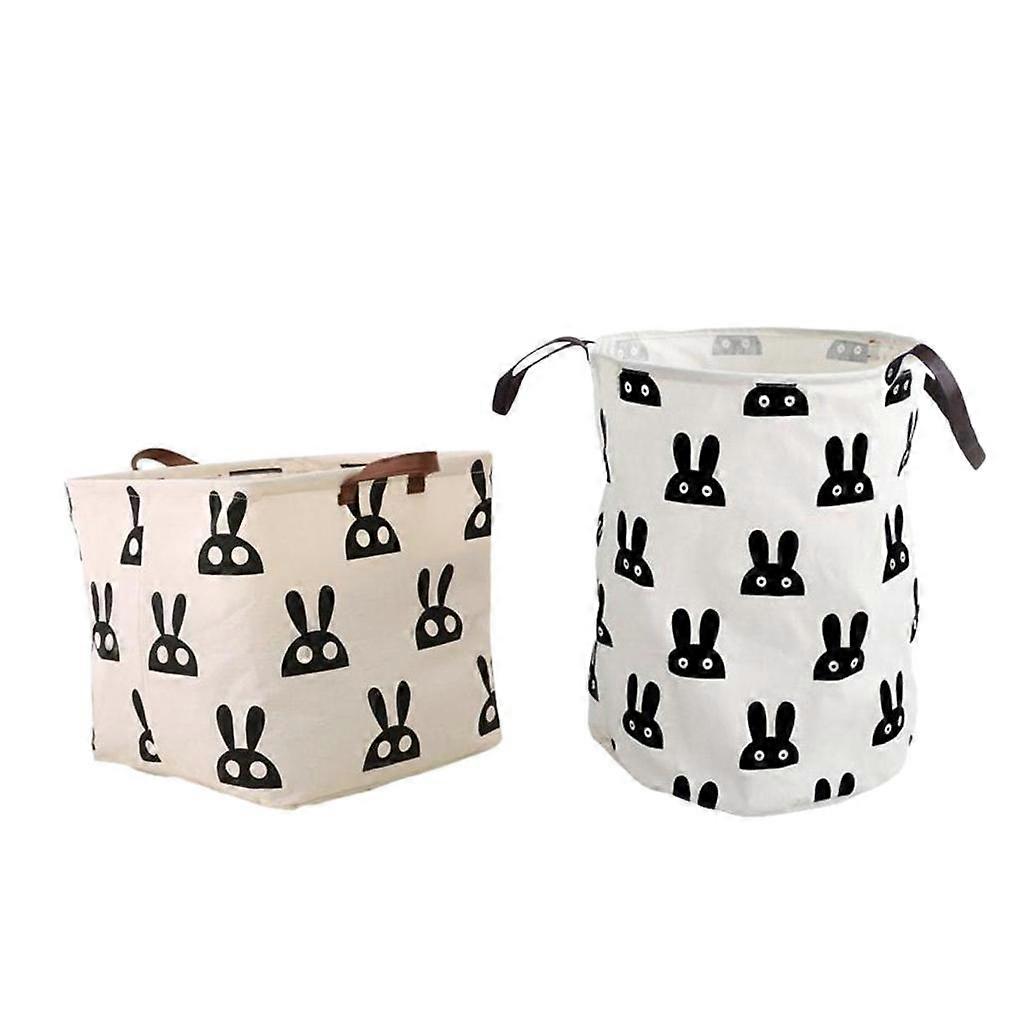 Set 2 Foldable Storage Basket Clothes Laundry Hamper Toys Bucket- Rabbit