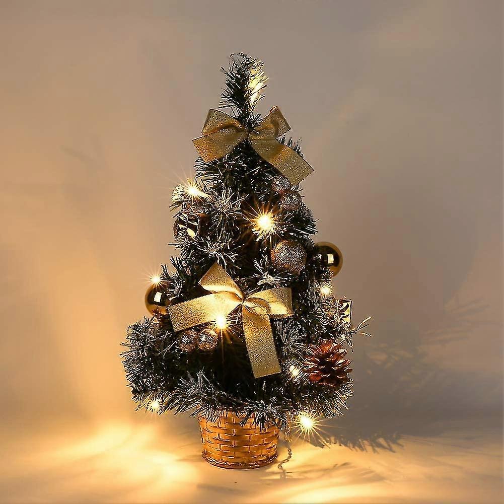 Small Christmas Tree With Lights, Mini Desktop Decorated Christmas Tree (40cm)