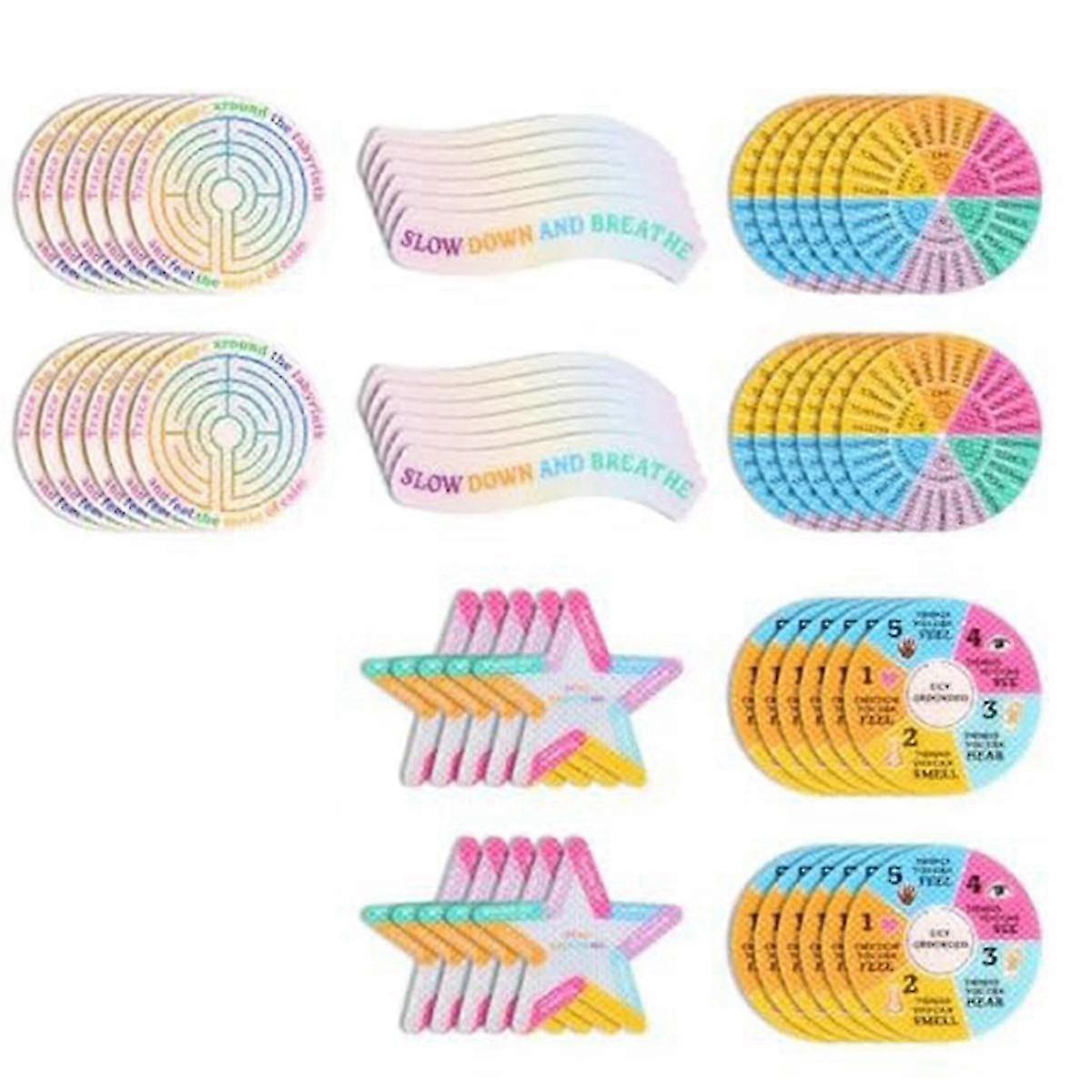 60 Pcs Calm Strips Anxiété Autocollants Sensoriels, 5 Style Calming Strips Calming AdhesiveTactile Texture-xdd