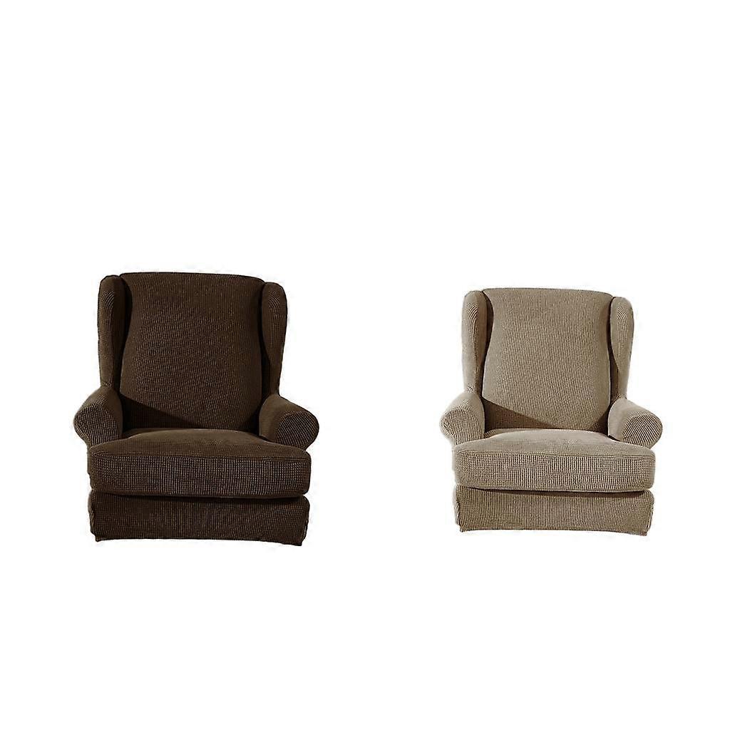 2pcs Stretch Spandex Sofá Sofá Cubierta de sofá Wingback Silla Slipcover Café de arena