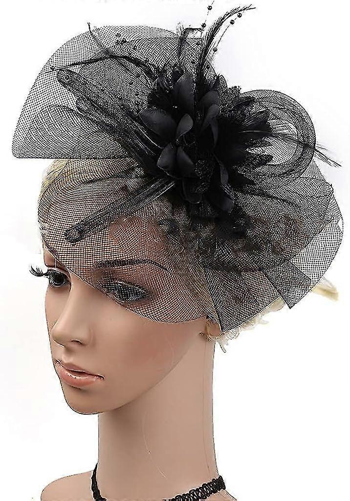 Blume Feder Fascinator Hut Hochzeit Cocktail Tee Party Mesh Netz Schleier Stirnband Y