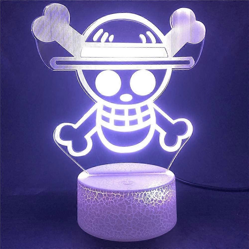 One Piece Luffy 3D Illusion Night Light Lamp Smart Touch, RGB Effect USB Cable Powered Creative 3D Japanese Anime Lamp