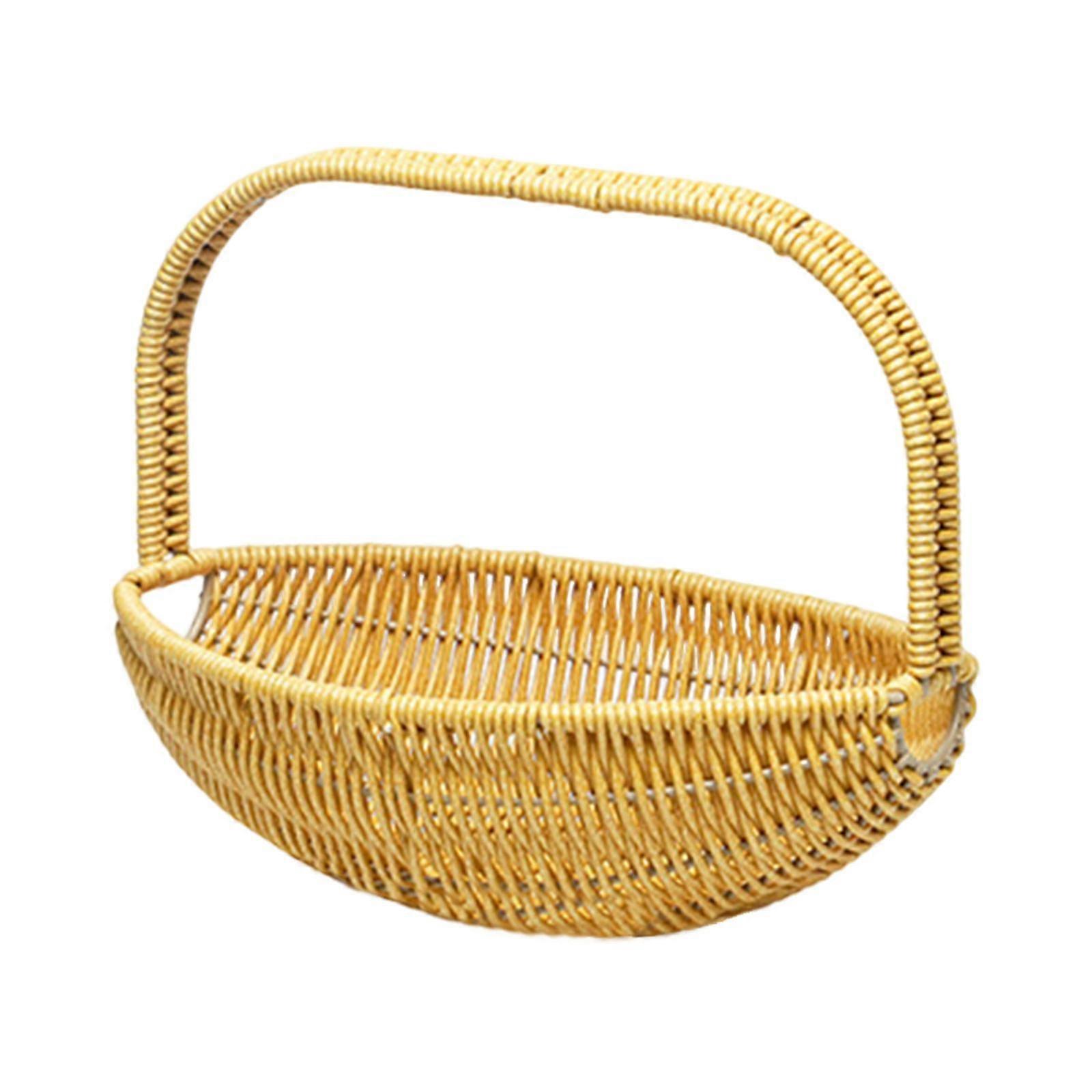 Handkorb Handgewebter handgemachter Blumenkorb für Obstgeschenke Blumendisplay 27,5x23 cm Gelb