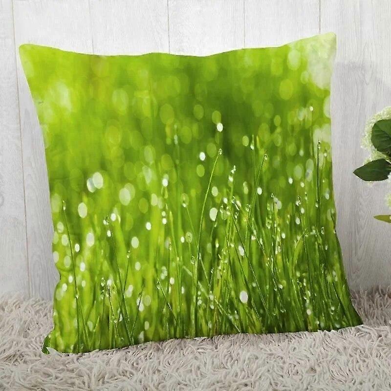 Green Grass Pillowcase Square  Christmas Zipper Design 1908