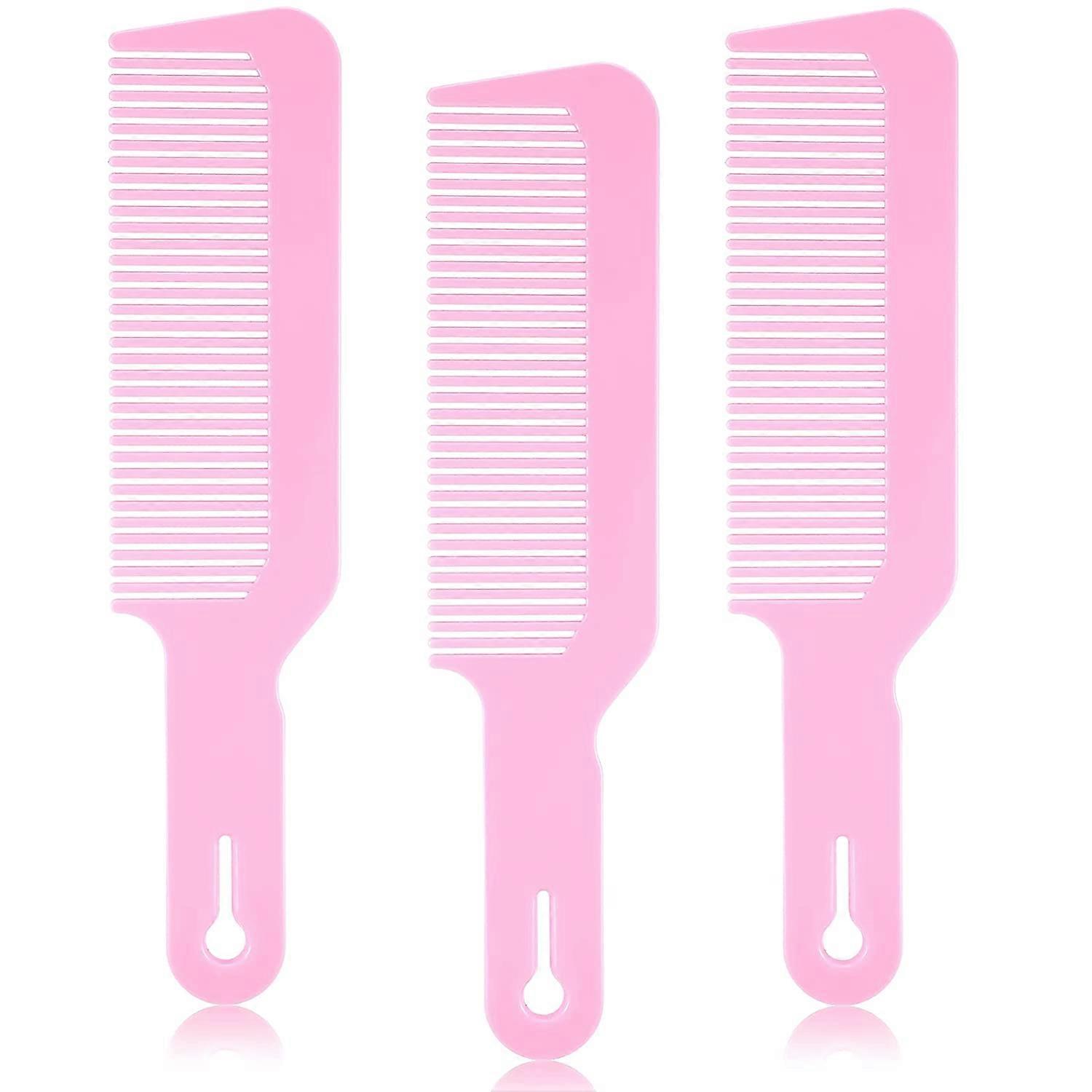 3 Pieces Barber Combs Clipper Combs Flat Top Clipper Combs Hair Cutting Combs for Clipper-cuts and Flattops (Pink)