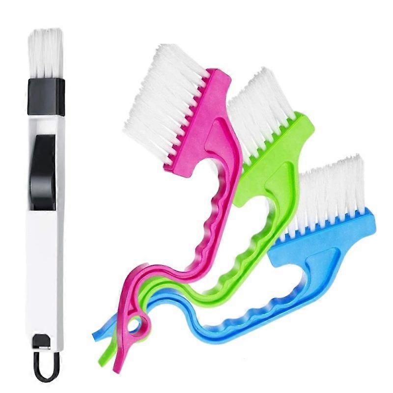 1 Groove Brushes with Dustpan and 3 Cleaning Brushes for Window Sliding Door Sweeping Tool Keyboard Computer Home Kitchen
