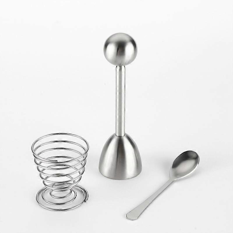 Egg opener eggshell cutter set, 304 stainless steel egg opener eggshell cutter stainless steel egg spoon spring egg cup for Raw/Soft/Hard Boiled Egg(A
