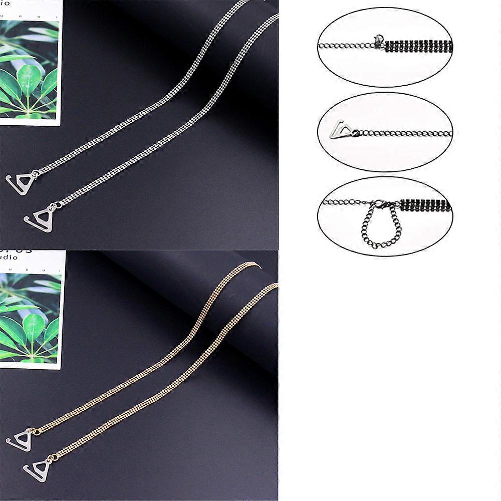 2PCS(Gold+Silver) Pairs of Adjustable Invisible Non-Slip Bra Straps