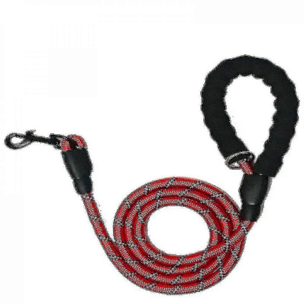 Dog Leash With Comfortable Padded Handle And Highly Reflective Threads(red)