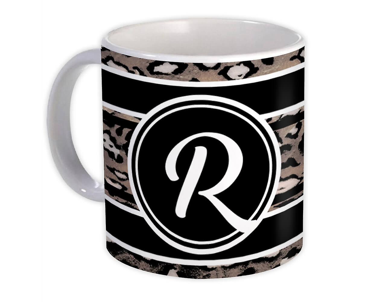 Gift Mug: Monogram Letter R Cheetah