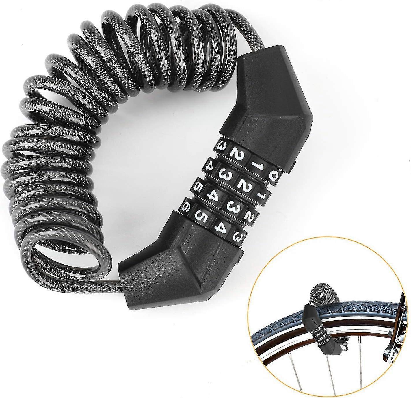 Bicycle Locks Chain High Security 4-Digit Number Cable Resettable Combination Foldable Locks