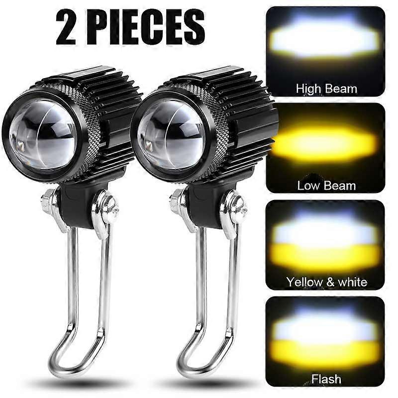 Motorcycle Auxiliary LED Spotlights White Yellow Hi/Low Beam Flash Fog Lights For Offroad ATV Engineering Vehicles Bicycle Lamp