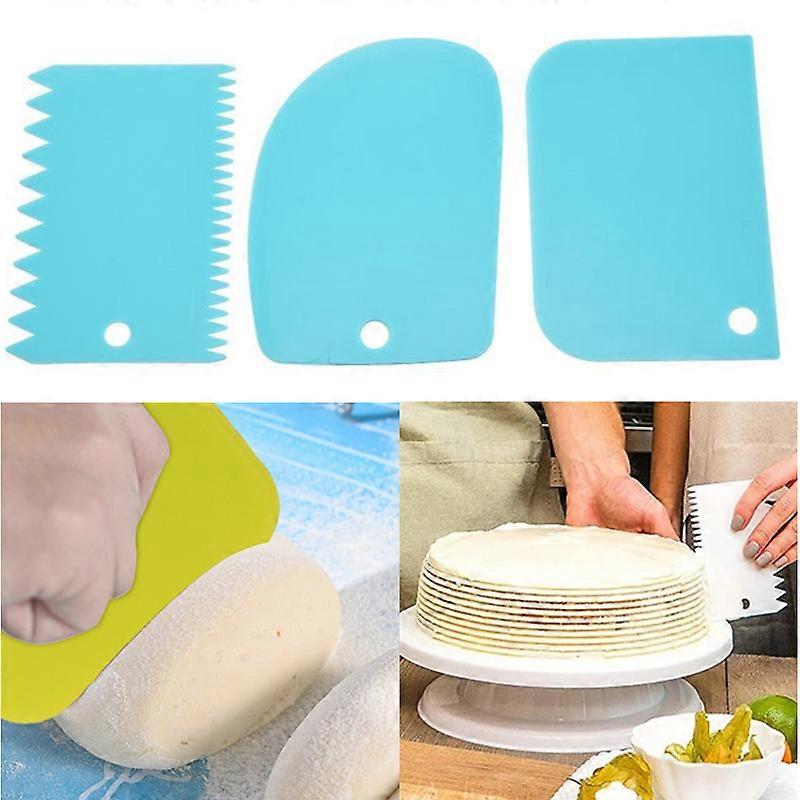 3PCS Plastic Cream Scraper Cake Spatula Smoother Teeth Edge Dough Pastry Cutters  Kitchen Accessories Baking Decorating Tools