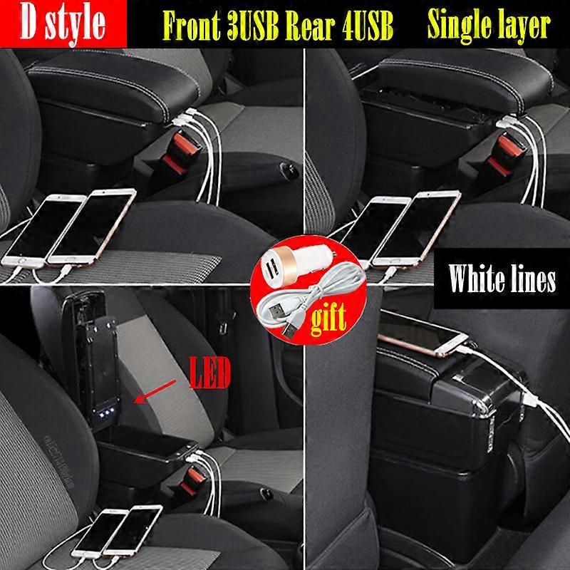 Universal Car Armrest Box Dual layer Large space Central Store Content box with cup holder ashtray USB interface Charging Car