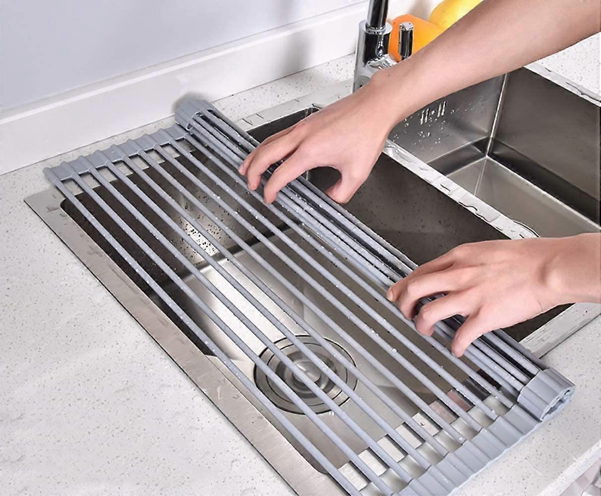 Roll-Up Dish Drying Rack, Over-Sink Dish Rack, Collapsible Multi-Purpose Dish Drainer