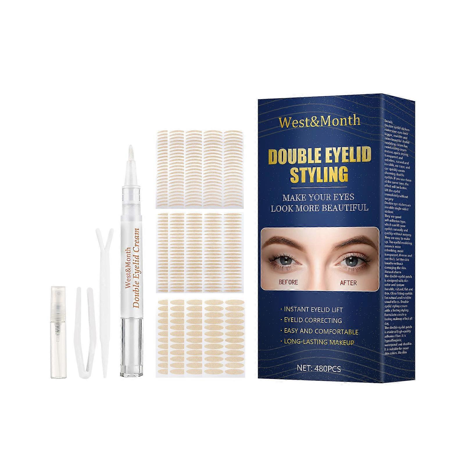 Eyelid Tape 480 Eyelid Lifting Strips Instant Invisible Double Eyelid Tape For Heavy Hooded And Sagging Single Eyelid Big Eye Tool Fork Bar And Tweeze